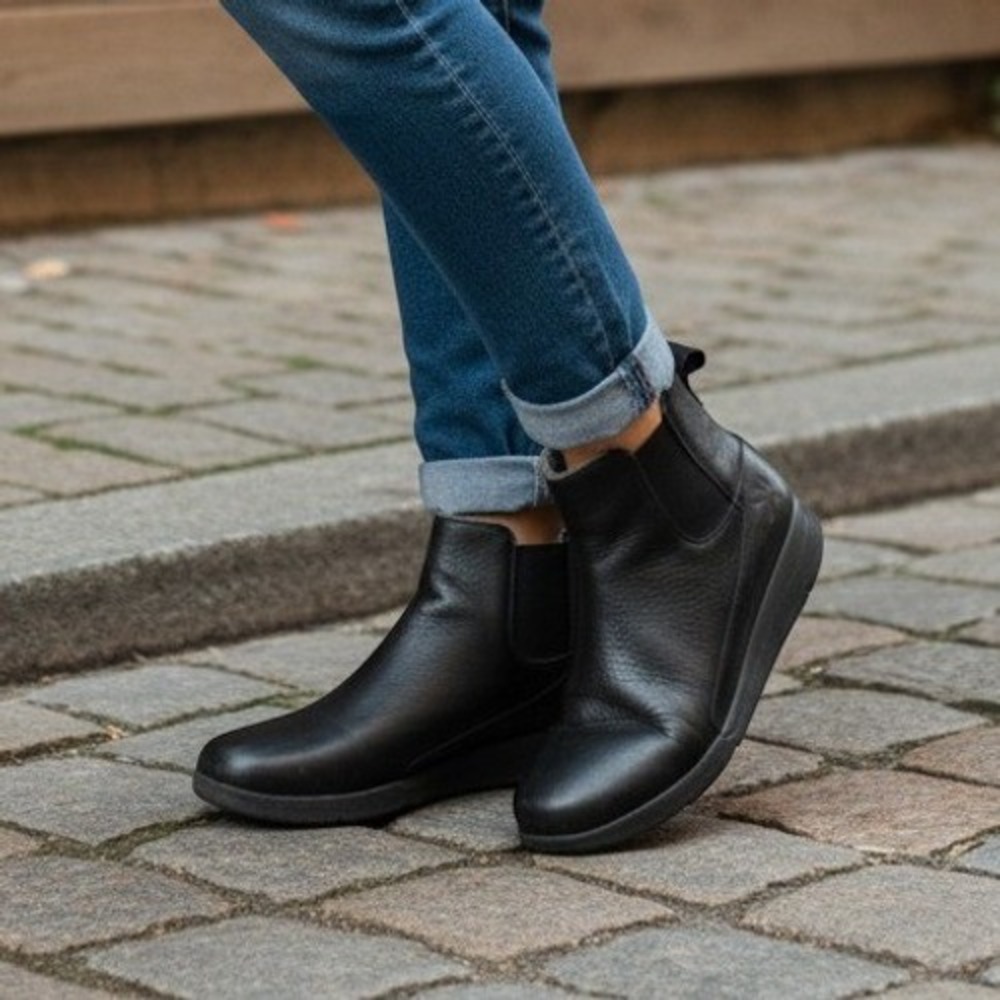Kuru Luna Women Shoe Chelsea Boot 9 Orthopedic Walking Black Leather